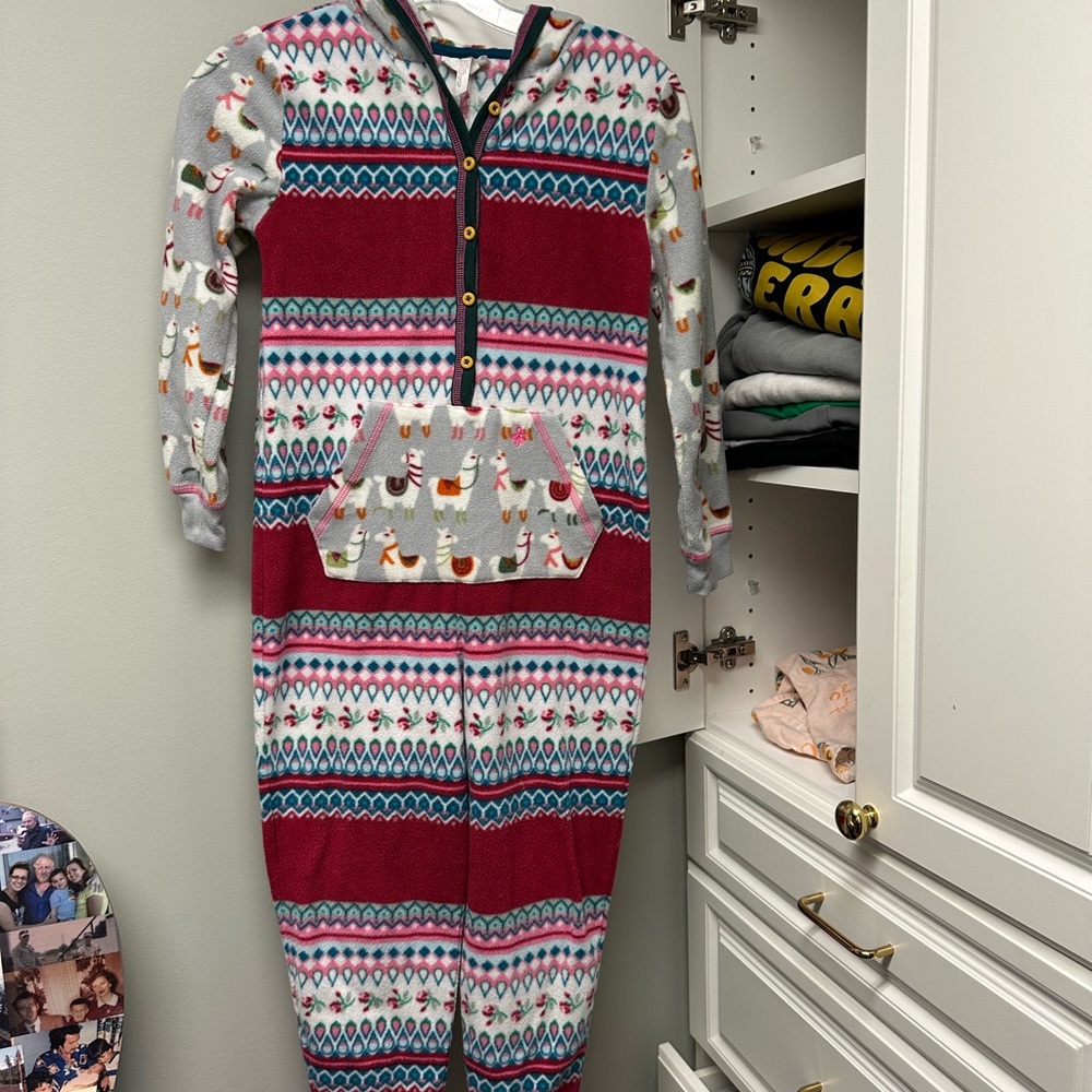 Matilda Jane Kids Pajama Set - Red and Gray Llama Print